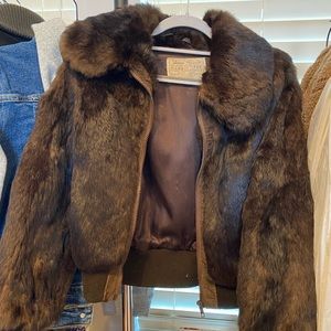 Dino Ricco Genuine Rabbit Fur Bomber Jacket size S